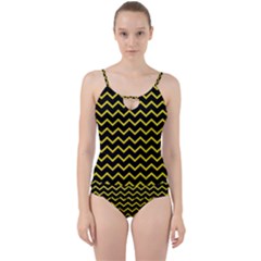 Yellow Chevron Cut Out Top Tankini Set by jumpercat