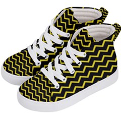 Yellow Chevron Kid s Hi-top Skate Sneakers by jumpercat