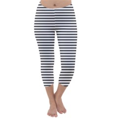 Basic Horizontal Stripes Capri Winter Leggings 