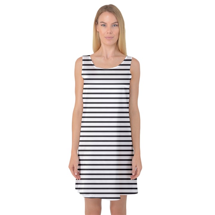 Basic Horizontal Stripes Sleeveless Satin Nightdress