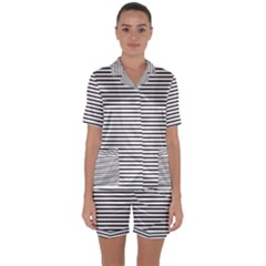 Basic Horizontal Stripes Satin Short Sleeve Pyjamas Set by jumpercat