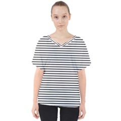 Basic Horizontal Stripes V-neck Dolman Drape Top