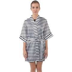 Basic Horizontal Stripes Quarter Sleeve Kimono Robe