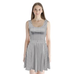 Basic Vertical Stripes Split Back Mini Dress 