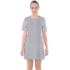 Basic Vertical Stripes Sixties Short Sleeve Mini Dress