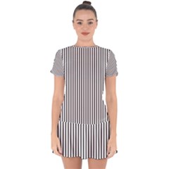 Basic Vertical Stripes Drop Hem Mini Chiffon Dress