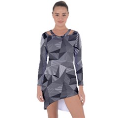 Geometric Doodle Asymmetric Cut-out Shift Dress