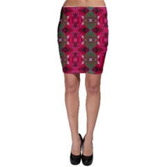 Christmas Colors Wrapping Paper Design Bodycon Skirt by Fractalsandkaleidoscopes