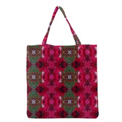 Christmas Colors Wrapping Paper Design Grocery Tote Bag by Fractalsandkaleidoscopes