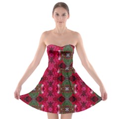 Christmas Colors Wrapping Paper Design Strapless Bra Top Dress