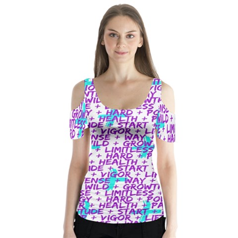 Hard Workout Butterfly Sleeve Cutout Tee  by jumpercat