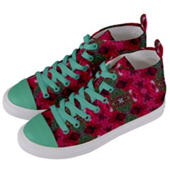 Christmas Colors Wrapping Paper Design Women s Mid-top Canvas Sneakers