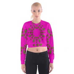 Sweet Hearts In  Decorative Metal Tinsel Cropped Sweatshirt by pepitasart