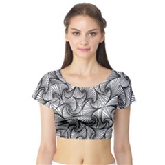 Fractal Sketch Light Short Sleeve Crop Top by jumpercat