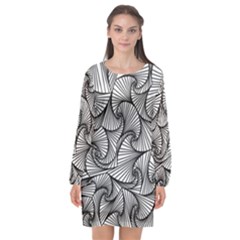 Fractal Sketch Light Long Sleeve Chiffon Shift Dress  by jumpercat