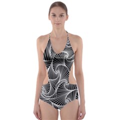 Fractal Sketch Dark Cut-out One Piece Swimsuit by jumpercat