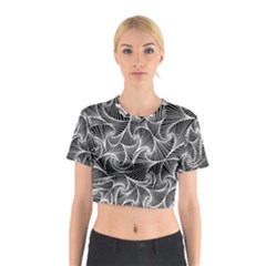 Fractal Sketch Dark Cotton Crop Top by jumpercat