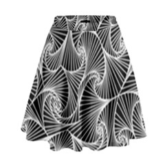 Fractal Sketch Dark High Waist Skirt by jumpercat