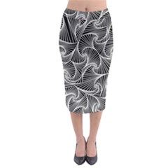 Fractal Sketch Dark Midi Pencil Skirt by jumpercat