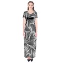 Fractal Sketch Dark Short Sleeve Maxi Dress View1