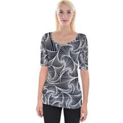 Fractal Sketch Dark Wide Neckline Tee