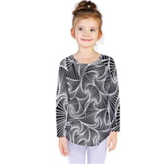 Fractal Sketch Dark Kids  Long Sleeve Tee