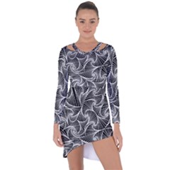 Fractal Sketch Dark Asymmetric Cut-out Shift Dress by jumpercat