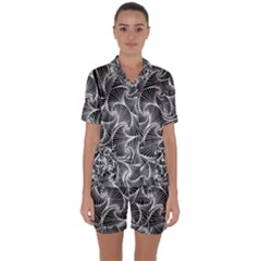 Fractal Sketch Dark Satin Short Sleeve Pyjamas Set by jumpercat