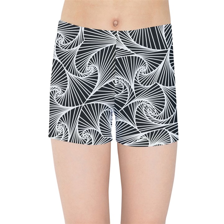 Fractal Sketch Dark Kids Sports Shorts