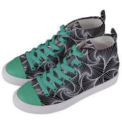 Fractal Sketch Dark Women s Mid-top Canvas Sneakers