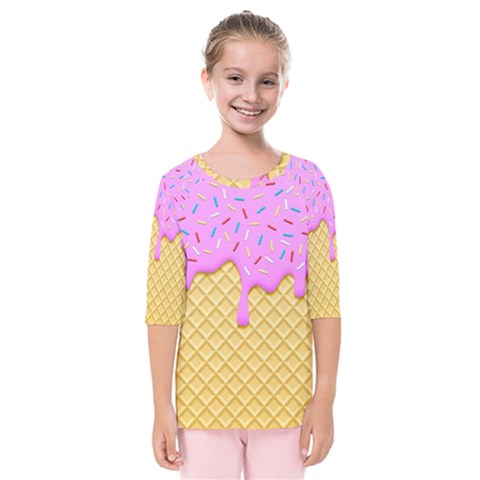 Strawberry Ice Cream Kids  Quarter Sleeve Raglan Tee by jumpercat