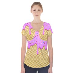 Strawberry Ice Cream Short Sleeve Front Detail Top by jumpercat