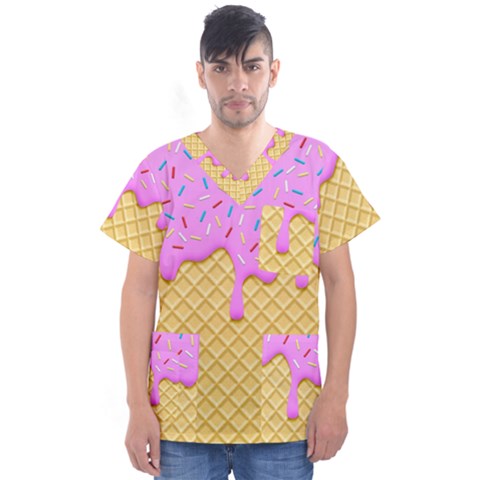 Strawberry Ice Cream Men s V-neck Scrub Top by jumpercat