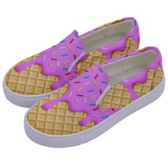 Strawberry Ice Cream Kids  Canvas Slip Ons by jumpercat