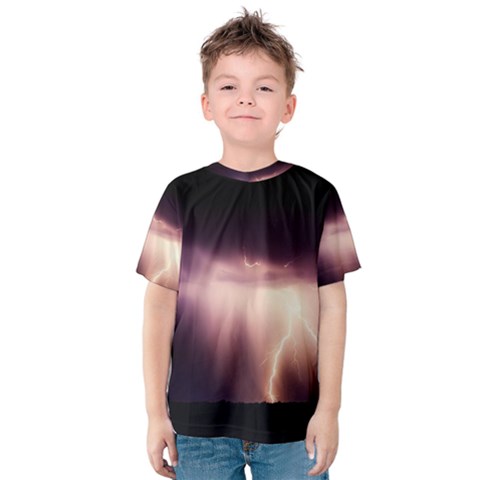 Storm Weather Lightning Bolt Kids  Cotton Tee by BangZart