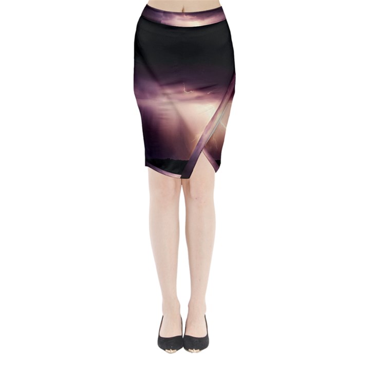 Storm Weather Lightning Bolt Midi Wrap Pencil Skirt