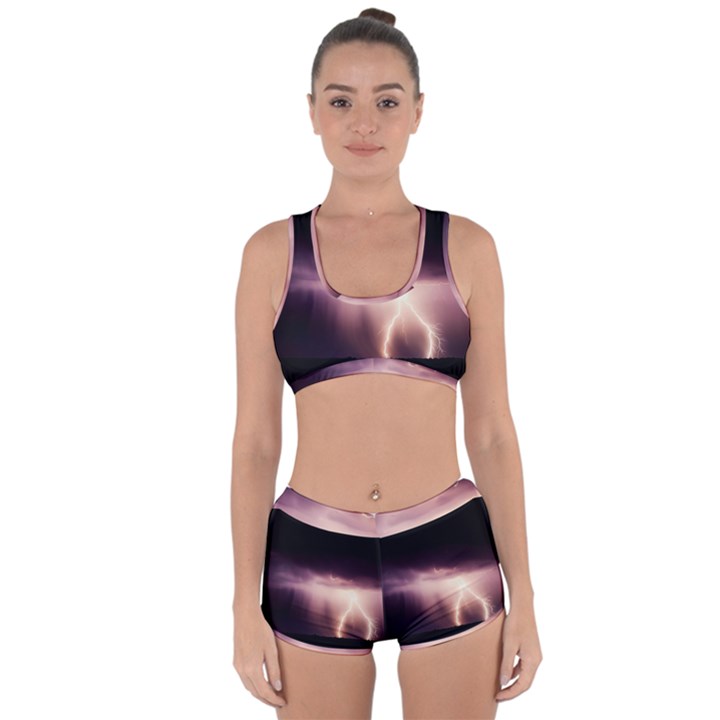 Storm Weather Lightning Bolt Racerback Boyleg Bikini Set