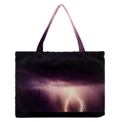 Storm Weather Lightning Bolt Zipper Medium Tote Bag