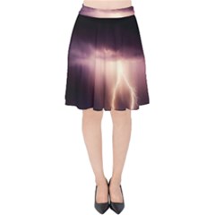 Storm Weather Lightning Bolt Velvet High Waist Skirt by BangZart