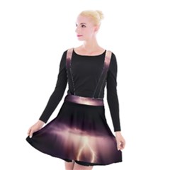 Storm Weather Lightning Bolt Suspender Skater Skirt by BangZart