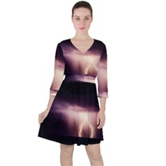 Storm Weather Lightning Bolt Ruffle Dress by BangZart