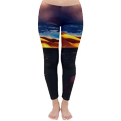 India Sunset Sky Clouds Mountains Classic Winter Leggings by BangZart