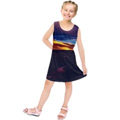 India Sunset Sky Clouds Mountains Kids  Tunic Dress by BangZart