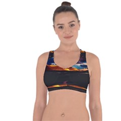 India Sunset Sky Clouds Mountains Cross String Back Sports Bra by BangZart