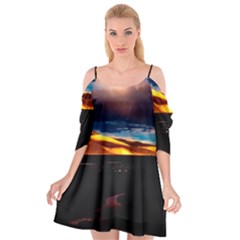 India Sunset Sky Clouds Mountains Cutout Spaghetti Strap Chiffon Dress by BangZart