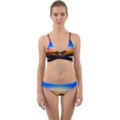 Crater Lake Oregon Mountains Wrap Around Bikini Set