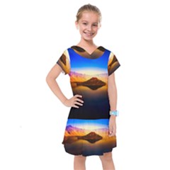 Crater Lake Oregon Mountains Kids  Drop Waist Dress