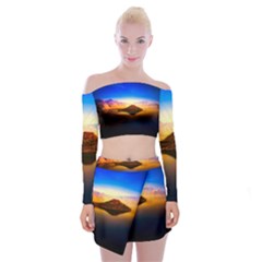 Crater Lake Oregon Mountains Off Shoulder Top With Mini Skirt Set