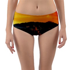 Bled Slovenia Sunrise Fog Mist Reversible Mid-waist Bikini Bottoms by BangZart