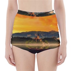 Bled Slovenia Sunrise Fog Mist High-waisted Bikini Bottoms by BangZart